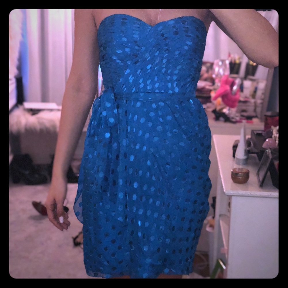 Rebecca Taylor strapless blue cocktail dress